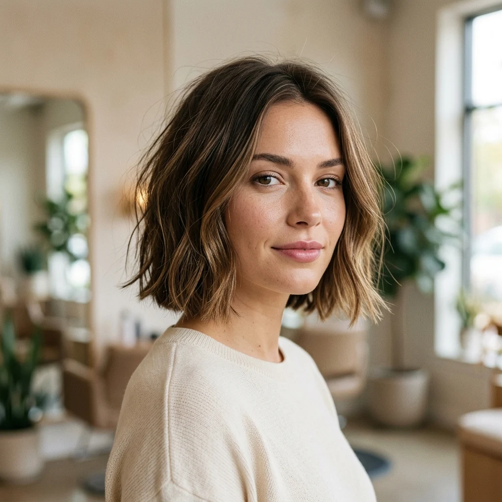 Short bob styled with soft one-bend waves