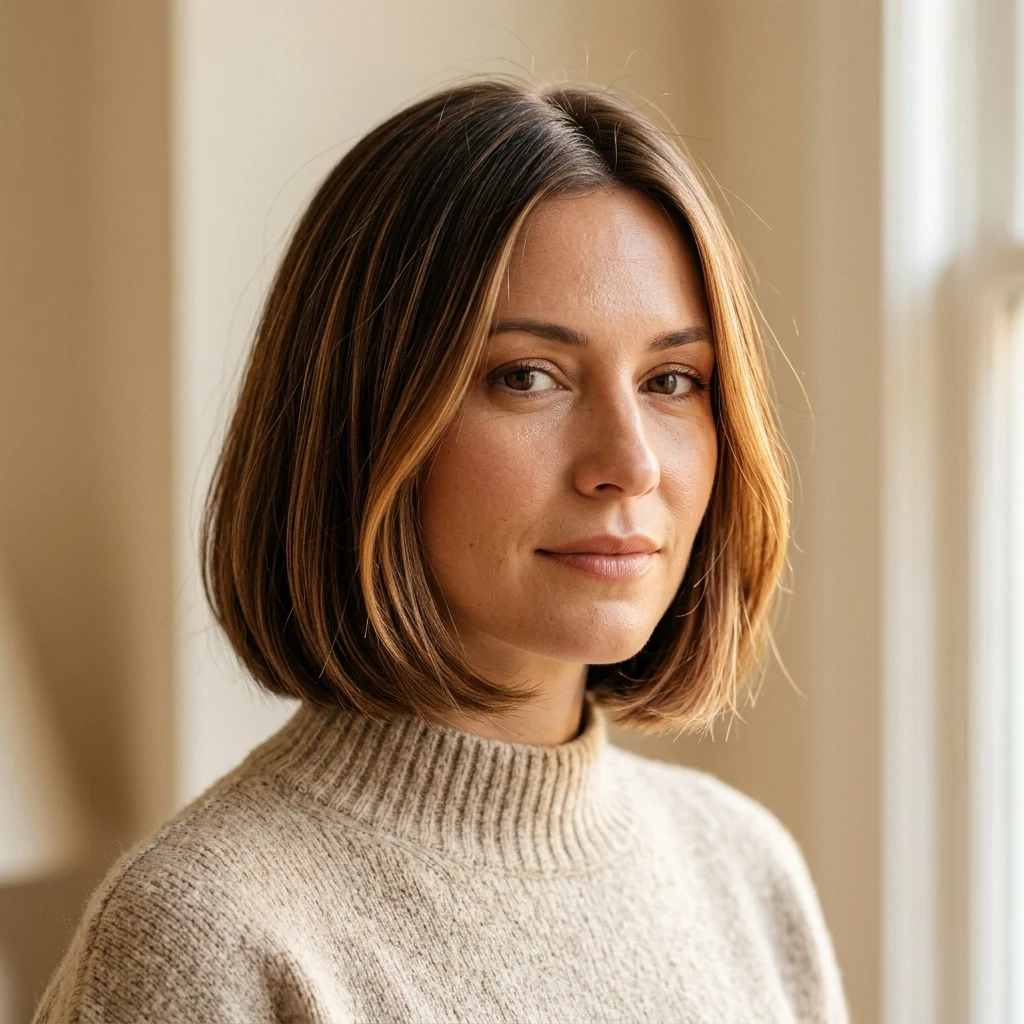 Woman wearing a short bob with brushed-out waves